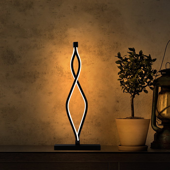 Opviq Lámpara de Sobremesa Metálica Negra LED 12W